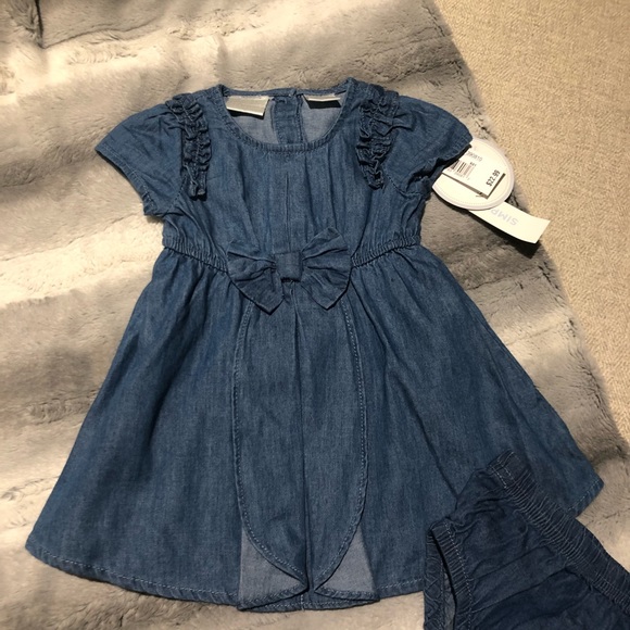 SOLD! 0-6 months Koala Kids Denim Blue Bow Dress - Picture 7 of 7